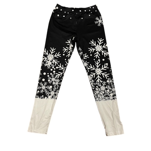 Winter Wonderland Snowflake Leggings Size Medium - Picture 1 of 2